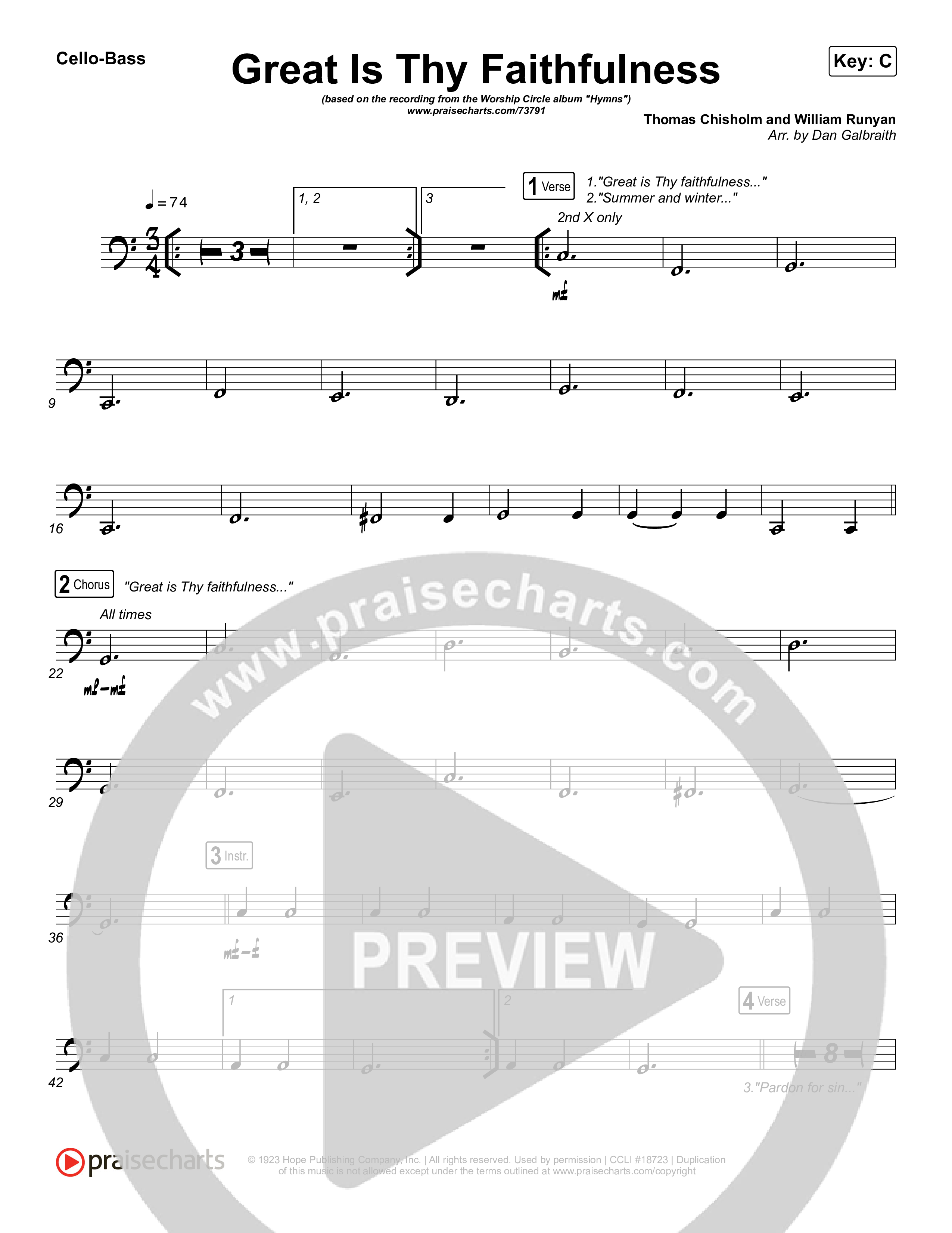 Great Is Thy Faithfulness Cello/Bass (Christy Nockels)