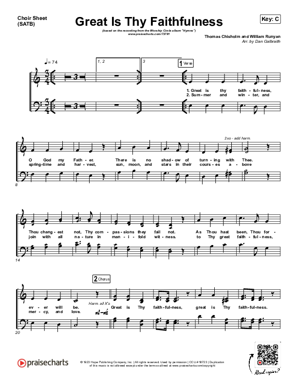 Great Is Thy Faithfulness Choir Vocals (SATB) (Christy Nockels)