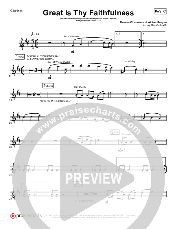 Great Is Thy Faithfulness Clarinet (Christy Nockels)