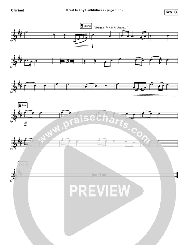 Great Is Thy Faithfulness Clarinet (Christy Nockels)