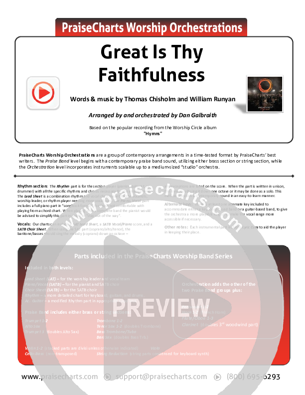 Great Is Thy Faithfulness Cover Sheet (Christy Nockels)