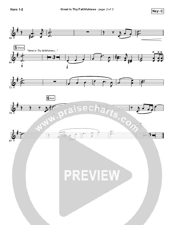 Great Is Thy Faithfulness French Horn 1/2 (Christy Nockels)