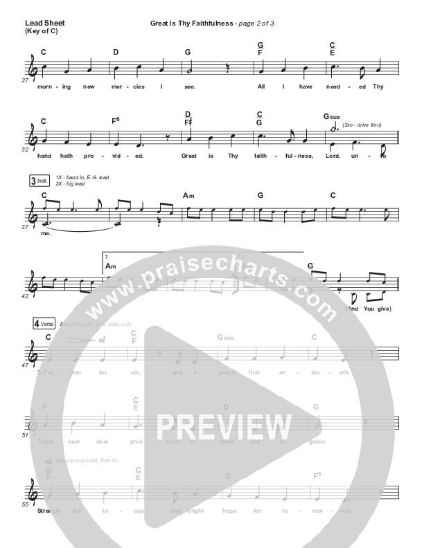 Great Is Thy Faithfulness Lead Sheet (Melody) (Christy Nockels)