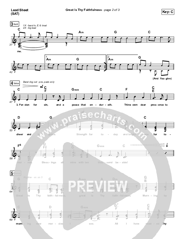 Great Is Thy Faithfulness Lead Sheet (SAT) (Christy Nockels)