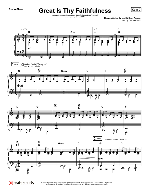 Great Is Thy Faithfulness Piano Sheet (Christy Nockels)