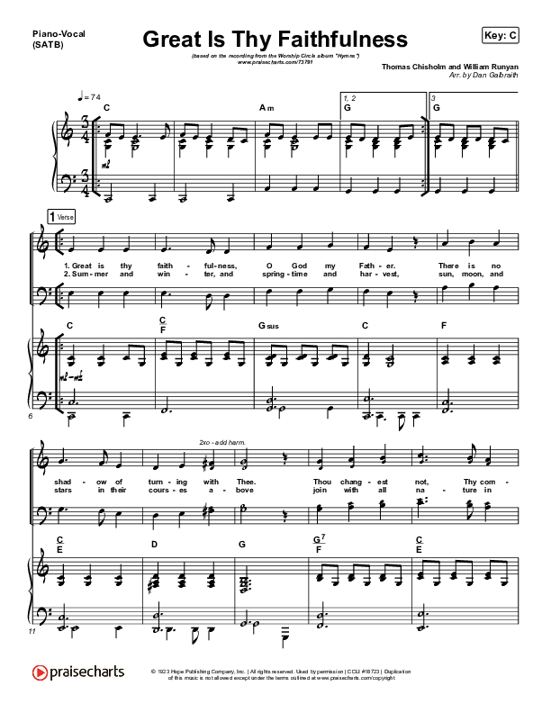 Great Is Thy Faithfulness Piano/Vocal (SATB) (Christy Nockels)