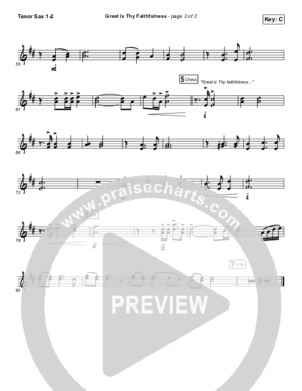 Great Is Thy Faithfulness Tenor Sax 1/2 (Christy Nockels)