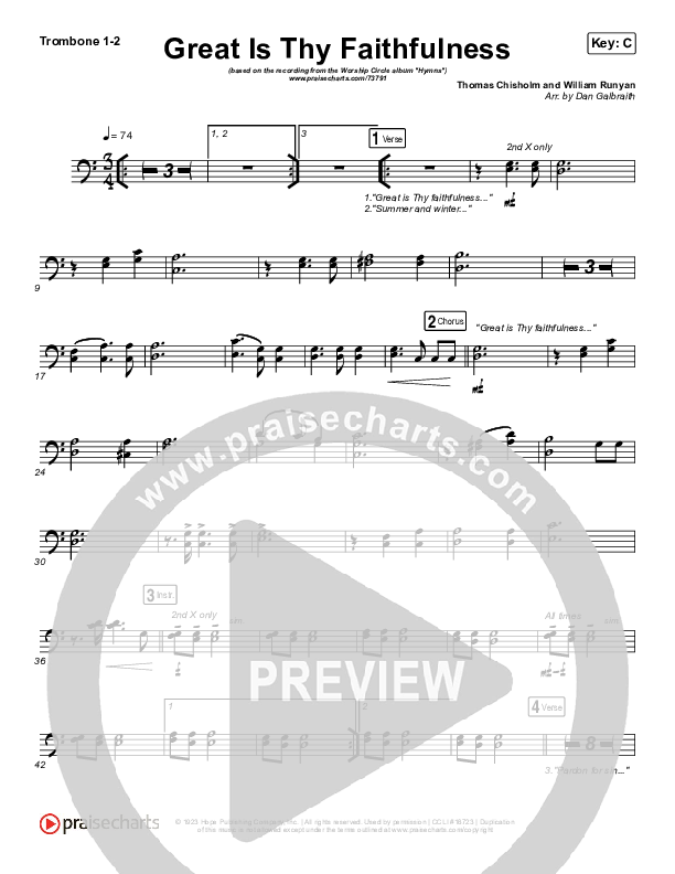 Great Is Thy Faithfulness Trombone 1/2 (Christy Nockels)