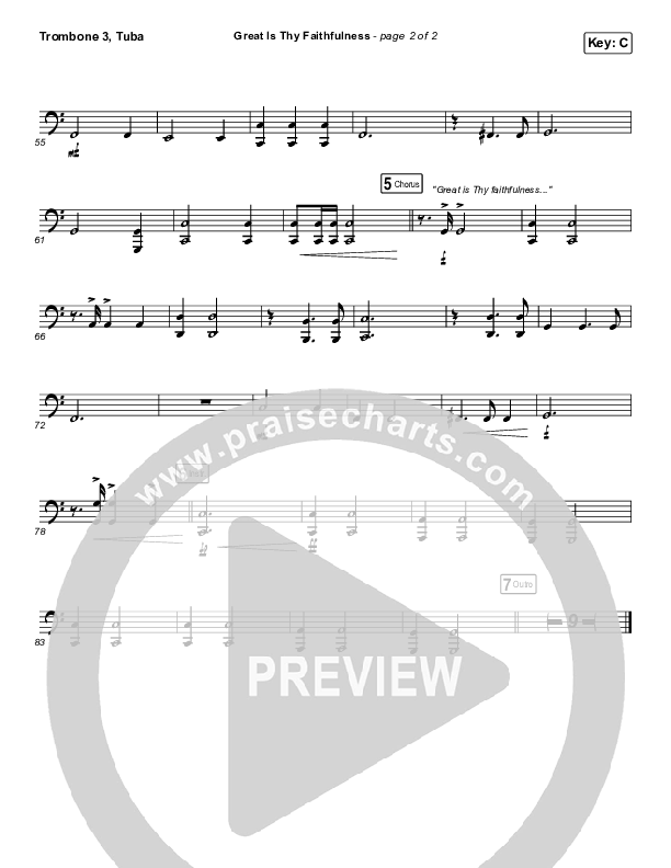 Great Is Thy Faithfulness Trombone 3/Tuba (Christy Nockels)