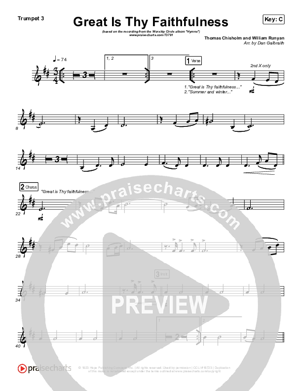 Great Is Thy Faithfulness Trumpet 3 (Christy Nockels)