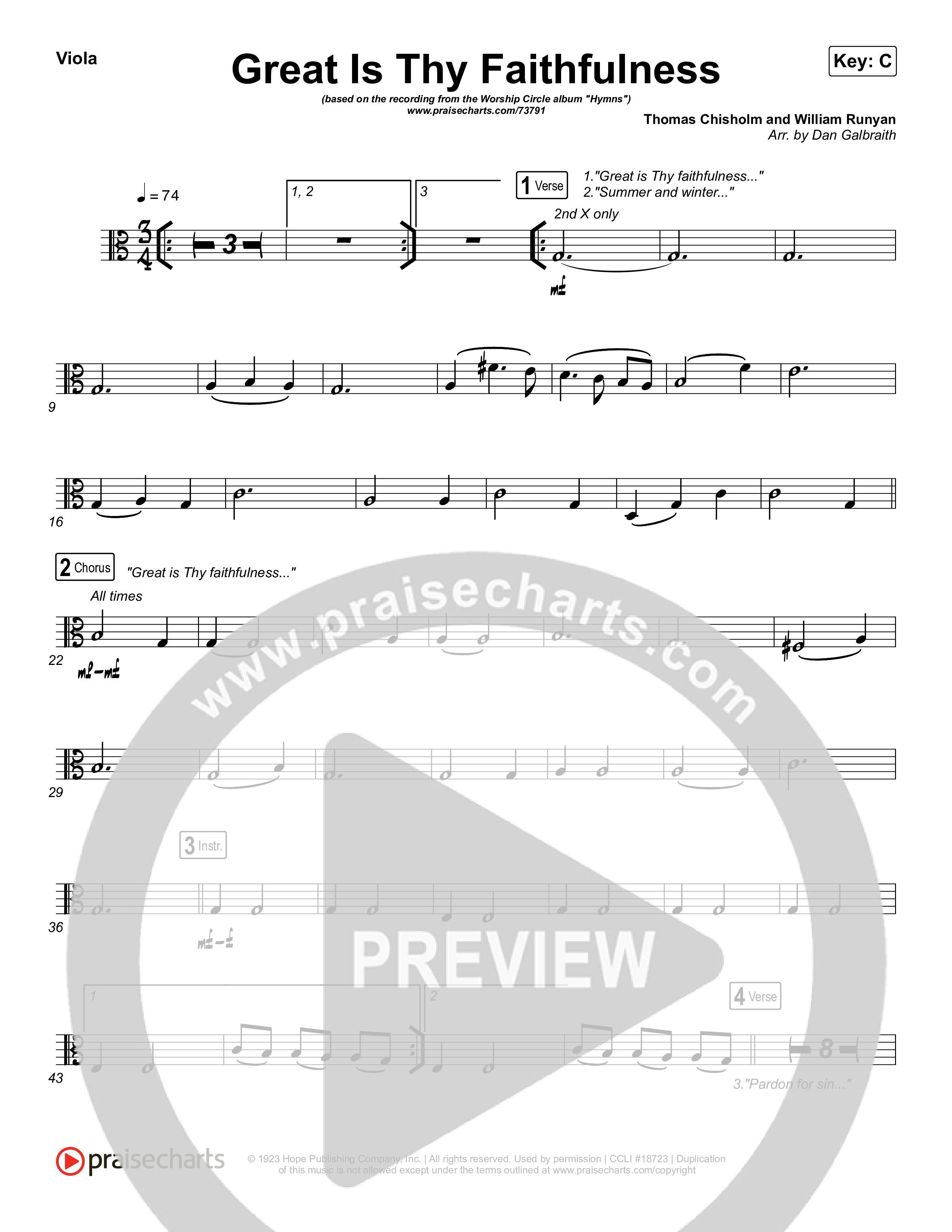 Great Is Thy Faithfulness Viola (Christy Nockels)