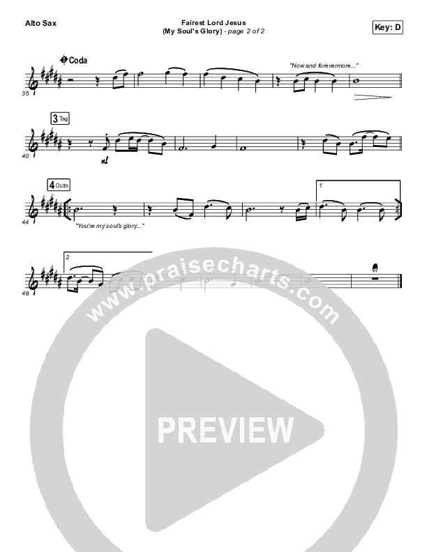 Fairest Lord Jesus (My Soul's Glory) Alto Sax (Paul Baloche)