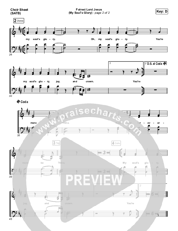 Fairest Lord Jesus (My Soul's Glory) Choir Vocals (SATB) (Paul Baloche)