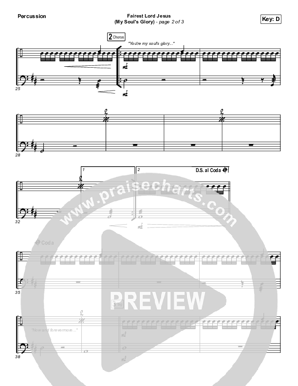 Fairest Lord Jesus (My Soul's Glory) Percussion (Paul Baloche)