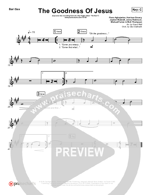 The Goodness Of Jesus Bari Sax (CityAlight)