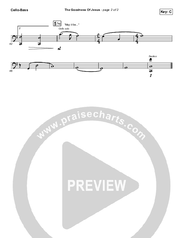 The Goodness Of Jesus Cello/Bass (CityAlight)
