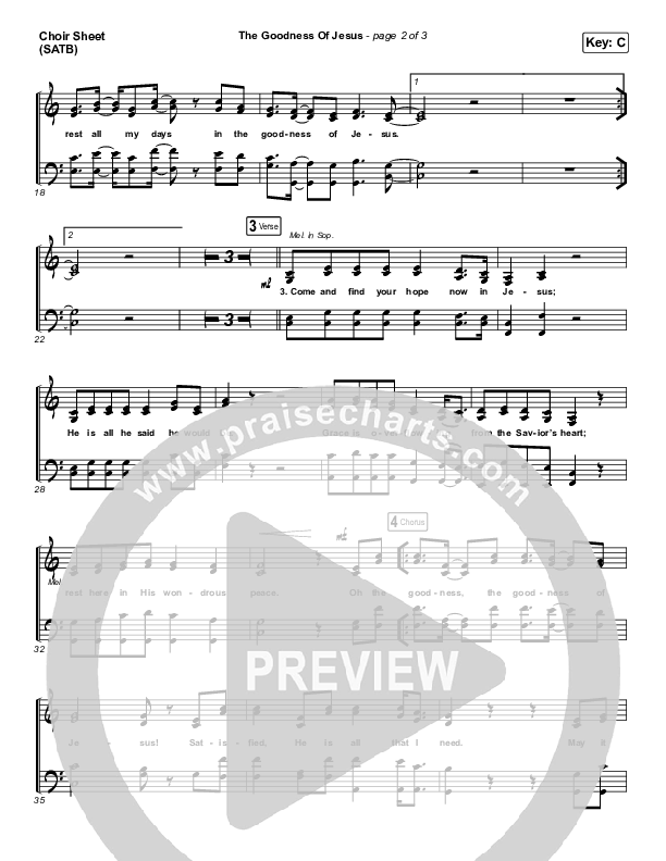 The Goodness Of Jesus Choir Sheet (SATB) (CityAlight)
