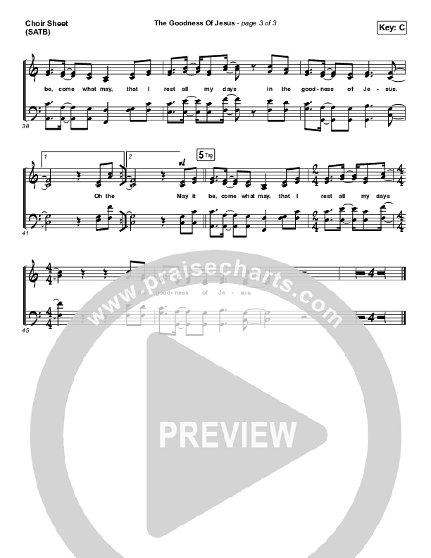 The Goodness Of Jesus Choir Vocals (SATB) (CityAlight)