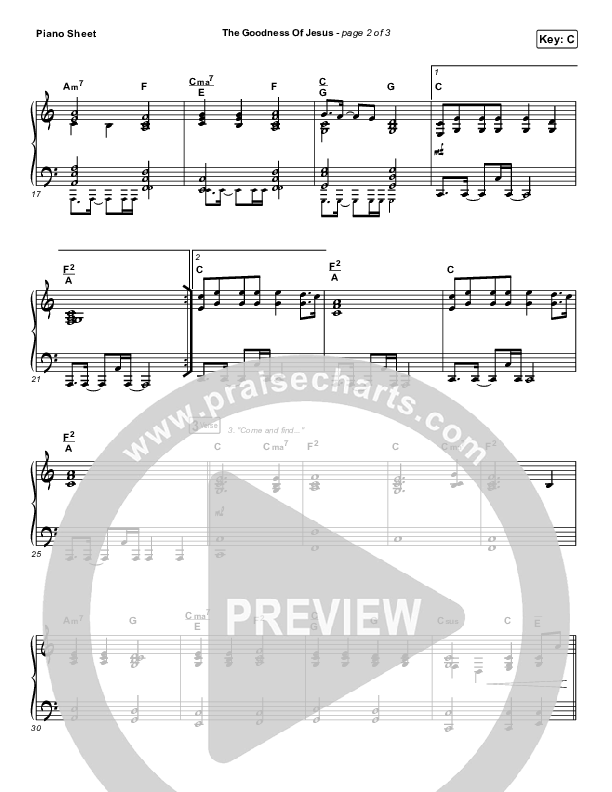 The Goodness Of Jesus Piano Sheet (CityAlight)