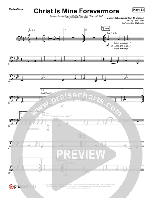 Christ Is Mine Forevermore Cello/Bass (CityAlight)