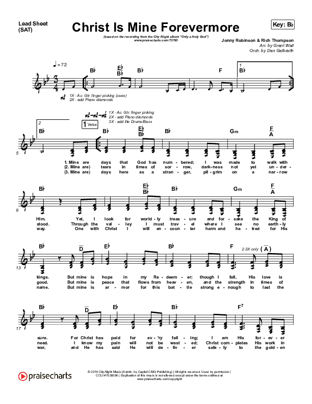 Christ Is Mine Forevermore Lead Sheet (SAT) (CityAlight)