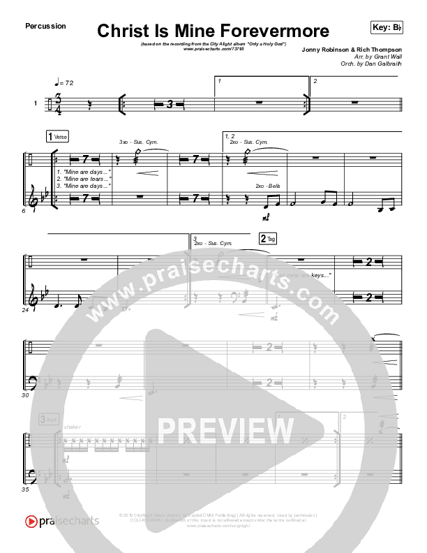 Christ Is Mine Forevermore Percussion (CityAlight)