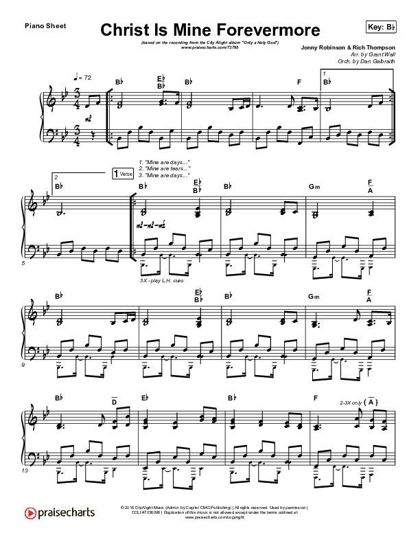 Christ Is Mine Forevermore Piano Sheet (CityAlight)