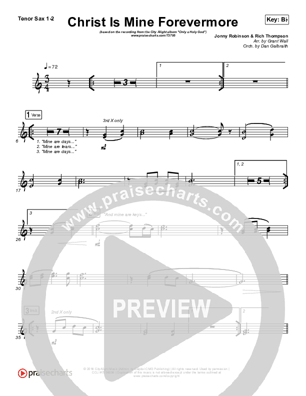 Christ Is Mine Forevermore Tenor Sax 1/2 (CityAlight)