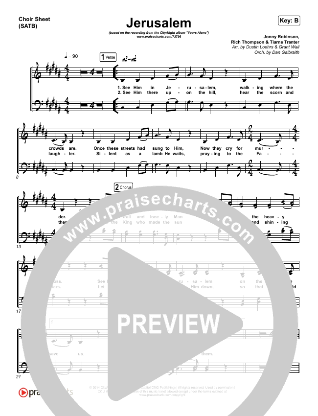 Jerusalem Sheet Music PDF (CityAlight) PraiseCharts