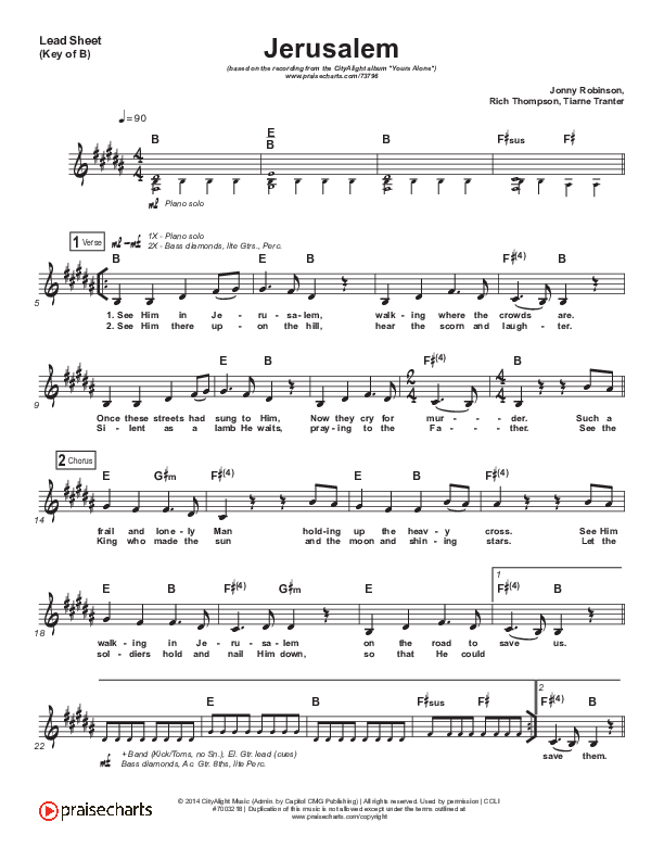 Jerusalem Lead Sheet (Melody) (CityAlight)
