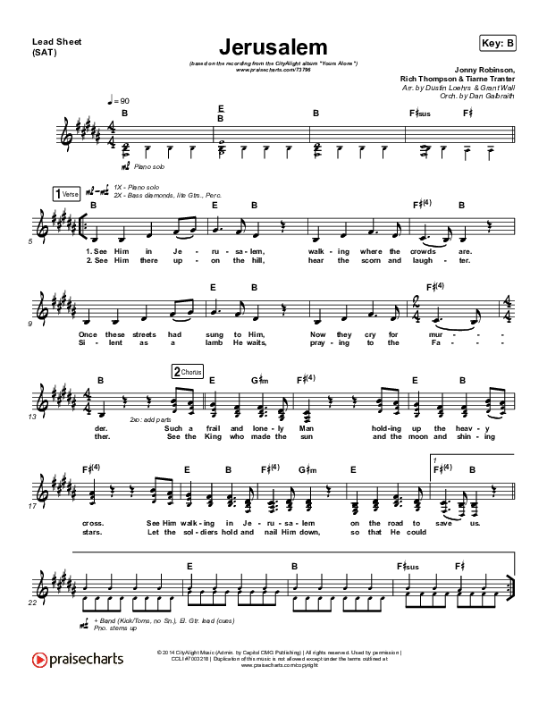 Jerusalem Lead Sheet (SAT) (CityAlight)