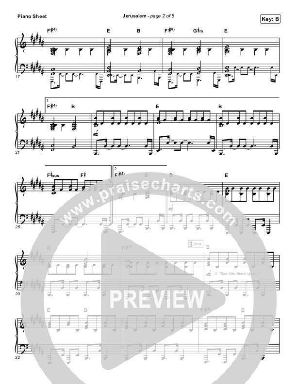 Jerusalem Piano Sheet (CityAlight)