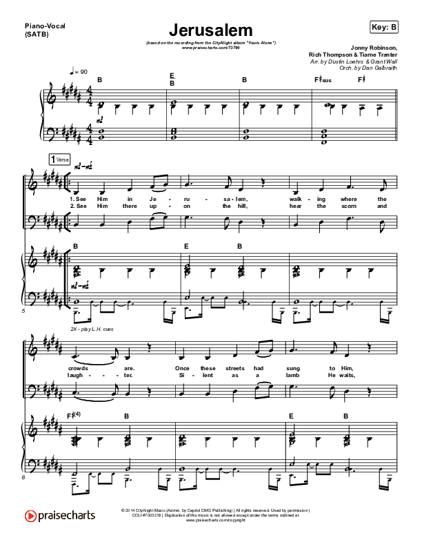 Jerusalem Piano/Vocal (SATB) (CityAlight)