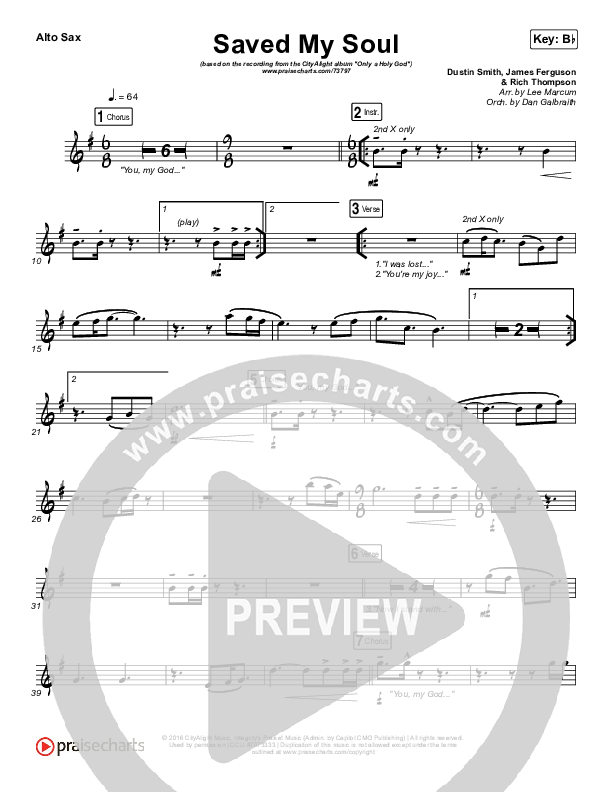 Saved My Soul Alto Sax (CityAlight)