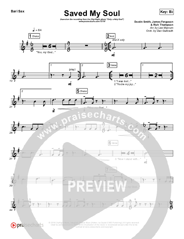 Saved My Soul Bari Sax (CityAlight)