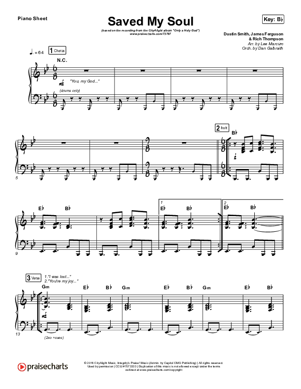 Saved My Soul Piano Sheet (CityAlight)