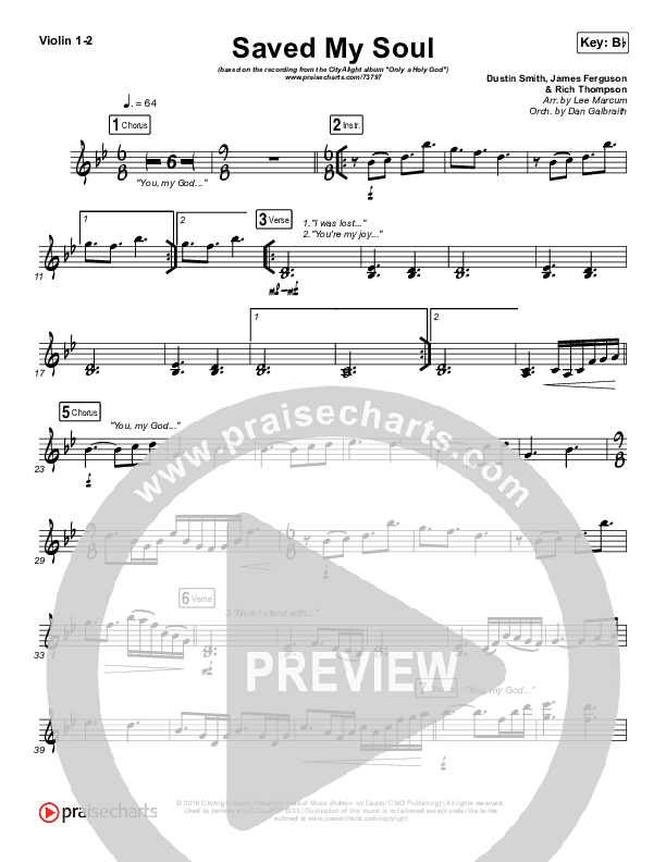 Saved My Soul Violin 1/2 (CityAlight)