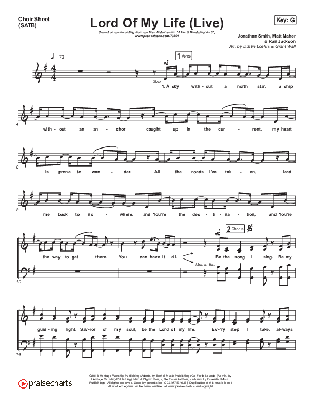 Lord Of My Life Choir Vocals (SATB) (Matt Maher)