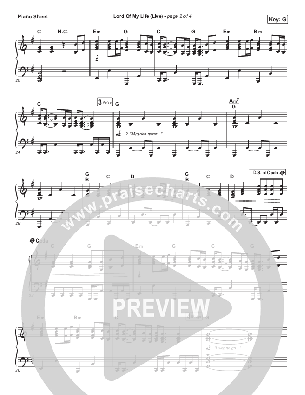 Lord Of My Life Piano Sheet (Matt Maher)