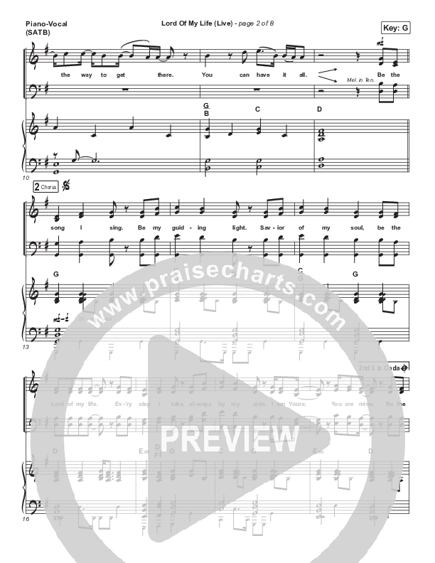 Lord Of My Life Piano/Vocal Pack (Matt Maher)