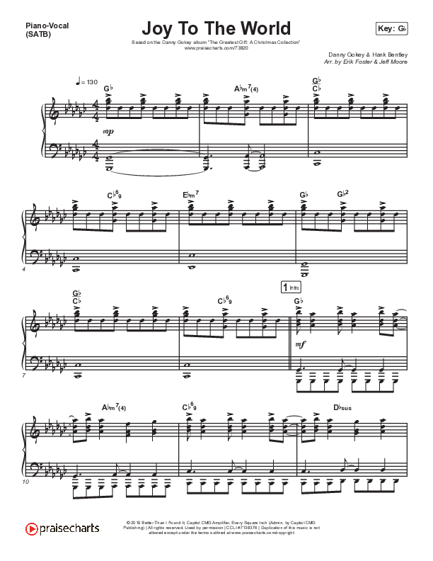 Joy To The World Piano/Vocal (SATB) (Danny Gokey)