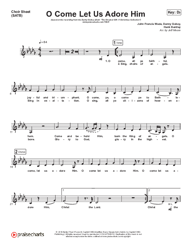 O Come Let Us Adore Him Choir Vocals (SATB) (Danny Gokey)