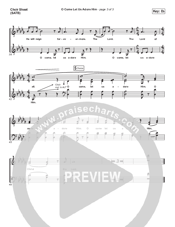 O Come Let Us Adore Him Choir Sheet (SATB) (Danny Gokey)