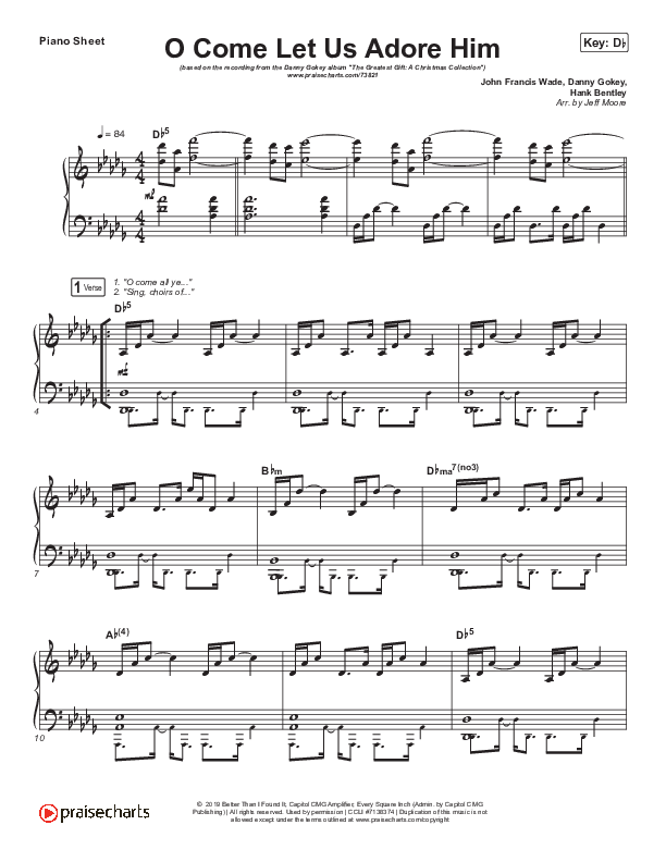 O Come Let Us Adore Him Piano Sheet (Danny Gokey)