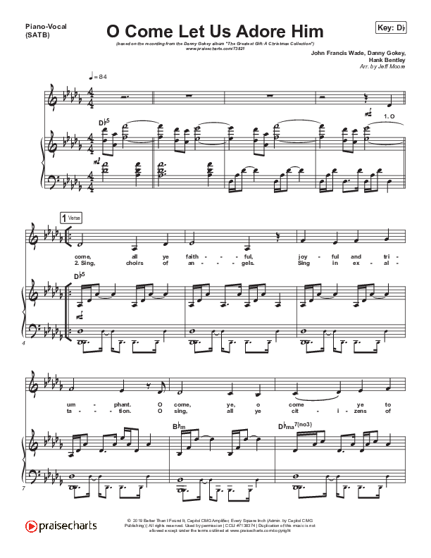 O Come Let Us Adore Him Piano/Vocal (SATB) (Danny Gokey)