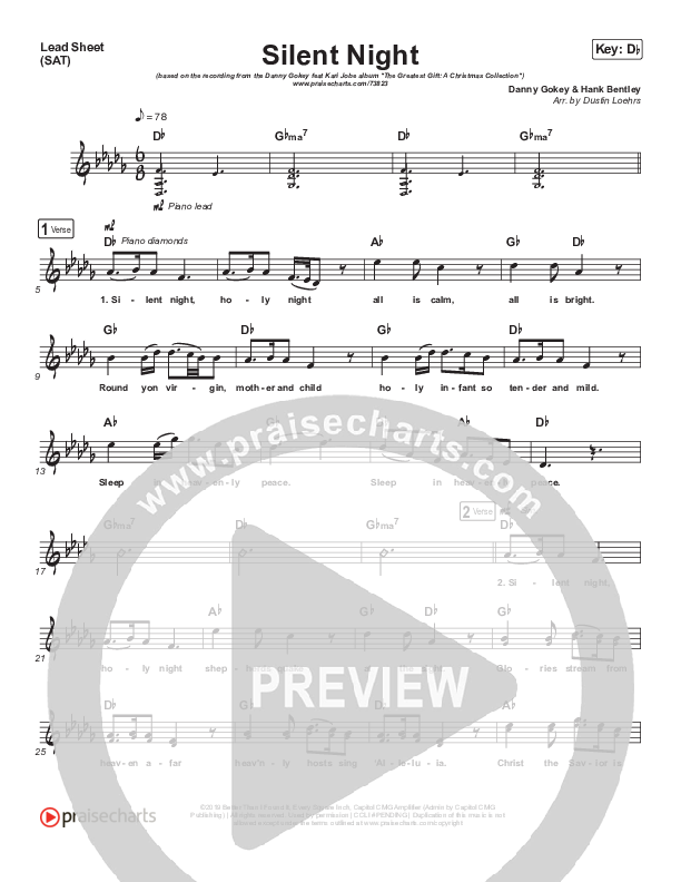 Silent Night Lead Sheet (SAT) (Danny Gokey / Kari Jobe)