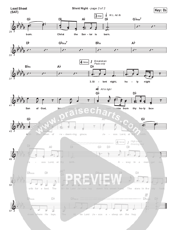 Silent Night Lead Sheet (SAT) (Danny Gokey / Kari Jobe)