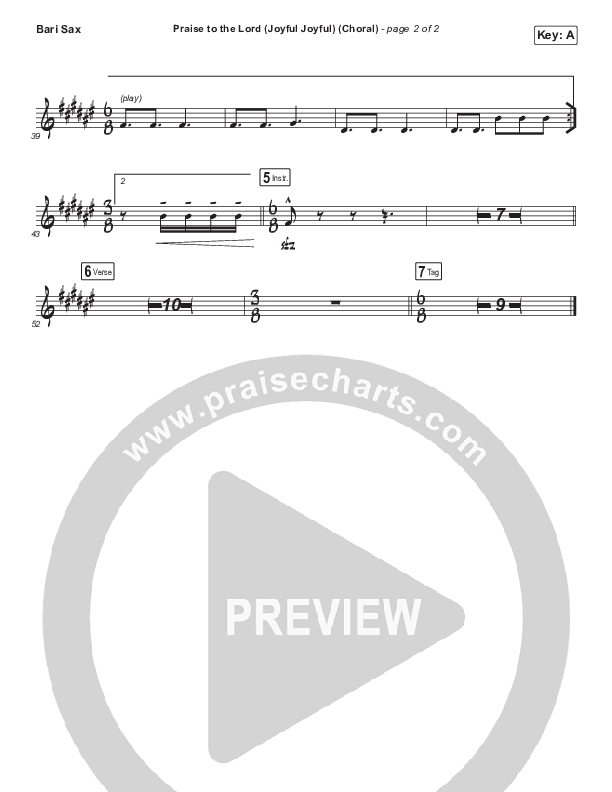 Praise To The Lord (Joyful Joyful) (Choral Anthem SATB) Bari Sax (Shane & Shane/The Worship Initiative / Arr. Luke Gambill)