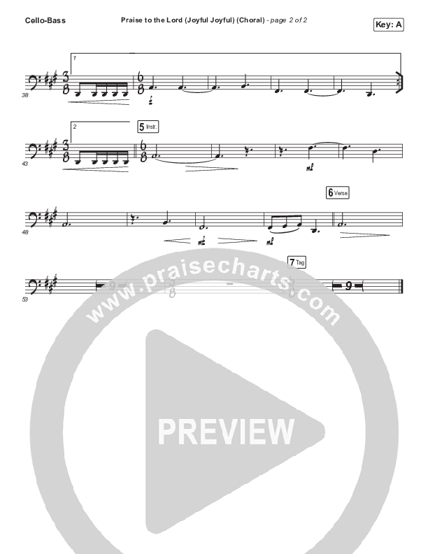 Praise To The Lord (Joyful Joyful) (Choral Anthem SATB) Cello/Bass (Shane & Shane/The Worship Initiative / Arr. Luke Gambill)