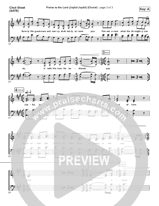 Praise To The Lord (Joyful Joyful) (Choral Anthem SATB) Choir Vocals (SATB) (Shane & Shane/The Worship Initiative / Arr. Luke Gambill)